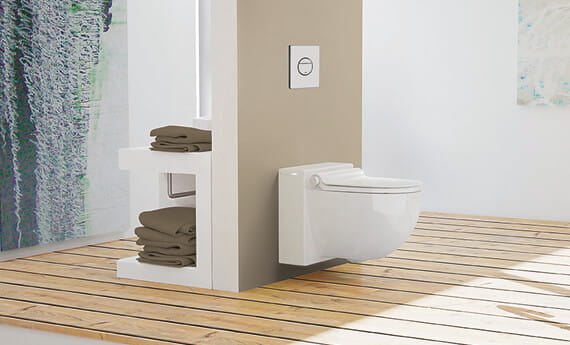 wall plate connected toilet